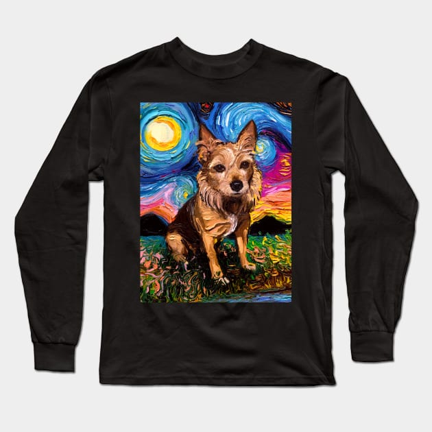 Australian Terrier Night Long Sleeve T-Shirt by sagittariusgallery